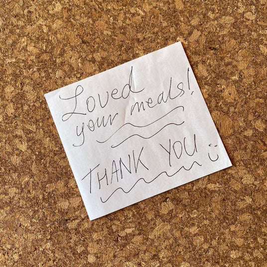 thank you note for dinners ready that says loved your meals thank you