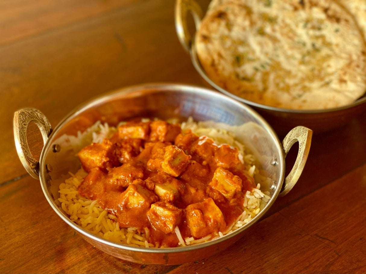 Butter Paneer in a rich Tomato Gravy with Saffron Rice  (Veg  GF)