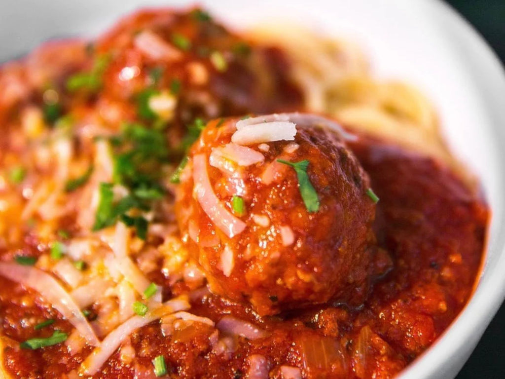 close up image of italian meatballs