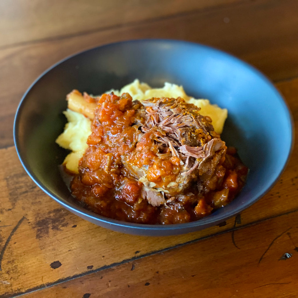 Our Lamb Shanks and Vegetable sauce.  We’ve spent hours cooking this, so you don’t have to.