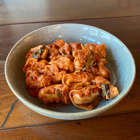 Our new pasta meal: Cheese Tortelloni with Vegetable Ragu.