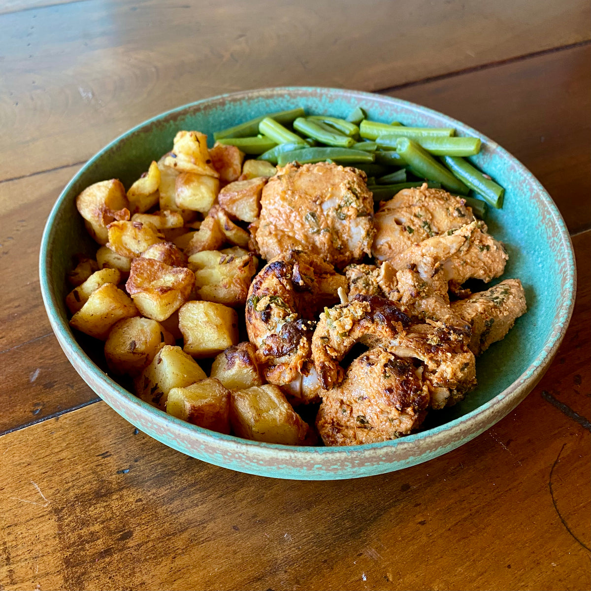 Tandoori Chicken w Cumin Potatoes & Beans