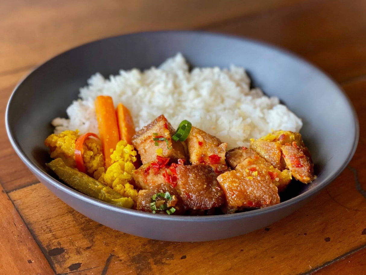 Malaysian Caramelised Pork wth Rice & Asian Pickles (DF)